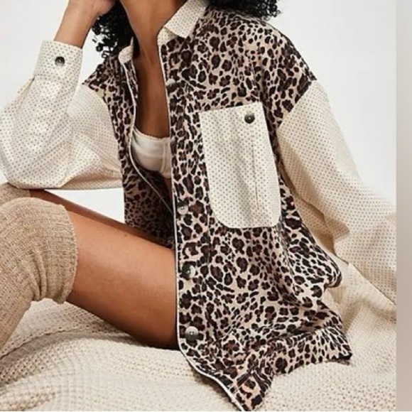 Free People Tops - Free People Leopard Print Button Down Western Style Shirt